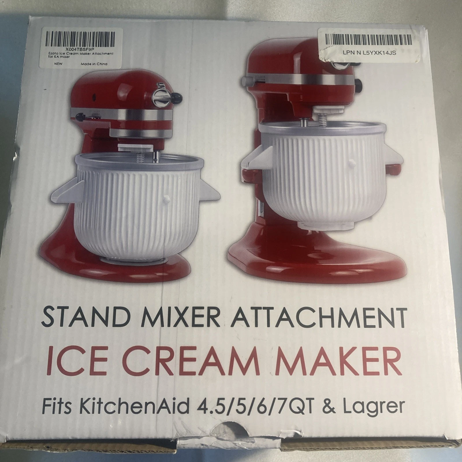 Ice Cream Maker Attachment for KitchenAid, Fits KitchenAid 4.5/5QT & 6QT Mixers
