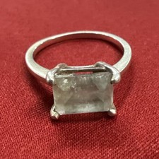 Women  s Sterling Silver 925 Green Amethyst Emerald Cute Solitaire Ring Size 9