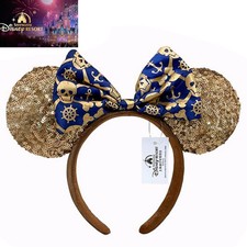 Pirates of The Caribbean Disney Parks Minnie Mouse Ears Gold Sequined Headband
