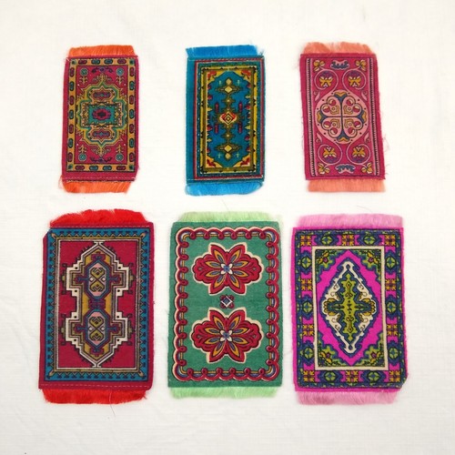 6 Antique Cigarette Tobacco Silk Lot Oriental Rugs Miniature Dollhouse 2 Sizes