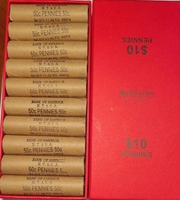 1962-p Lincoln Memorial Cent 20 Roll Collectors Box  Bu Obw 1000 Cents