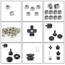 1/4" 3/8"Dual Nut Tripod Mount Screw to Flash Camera Hot Shoe Tripod Adapter