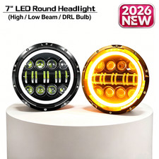 7" Inch Round LED Headlights Halo angle Eyes Fit Jeep Wrangler JK CJ TJ LJ Pair