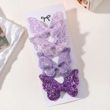 4Pcs Girls Cute Sequins Double Butterfly Hair Clip Bow Hairpins DIY Headwear Bow