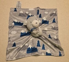 Baby Essentials Teddy Bear Lovey Grey Blue Clouds Mountains