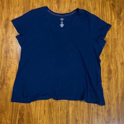 St Johns Bay Essential Tee 100% Cotton Blue T-Shirt Tee Top Short Sleeve Size 2x