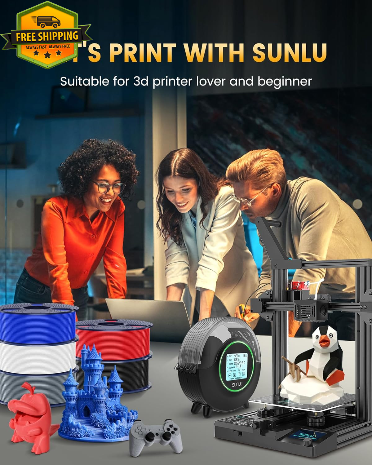 PLA+2.0 3D Printer Filament Bundle, Multicolor PLA+ Filament 1.75mm