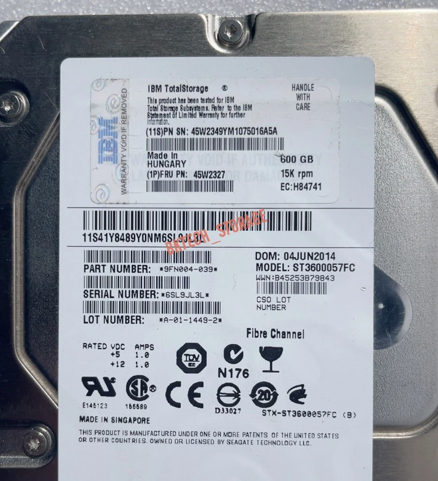 45W3387 IBM 45W2327 45W2349 600GB 15K 3.5" LFF DS8000 DS8700 FC Hard Drive HDD - Image 3 of 4
