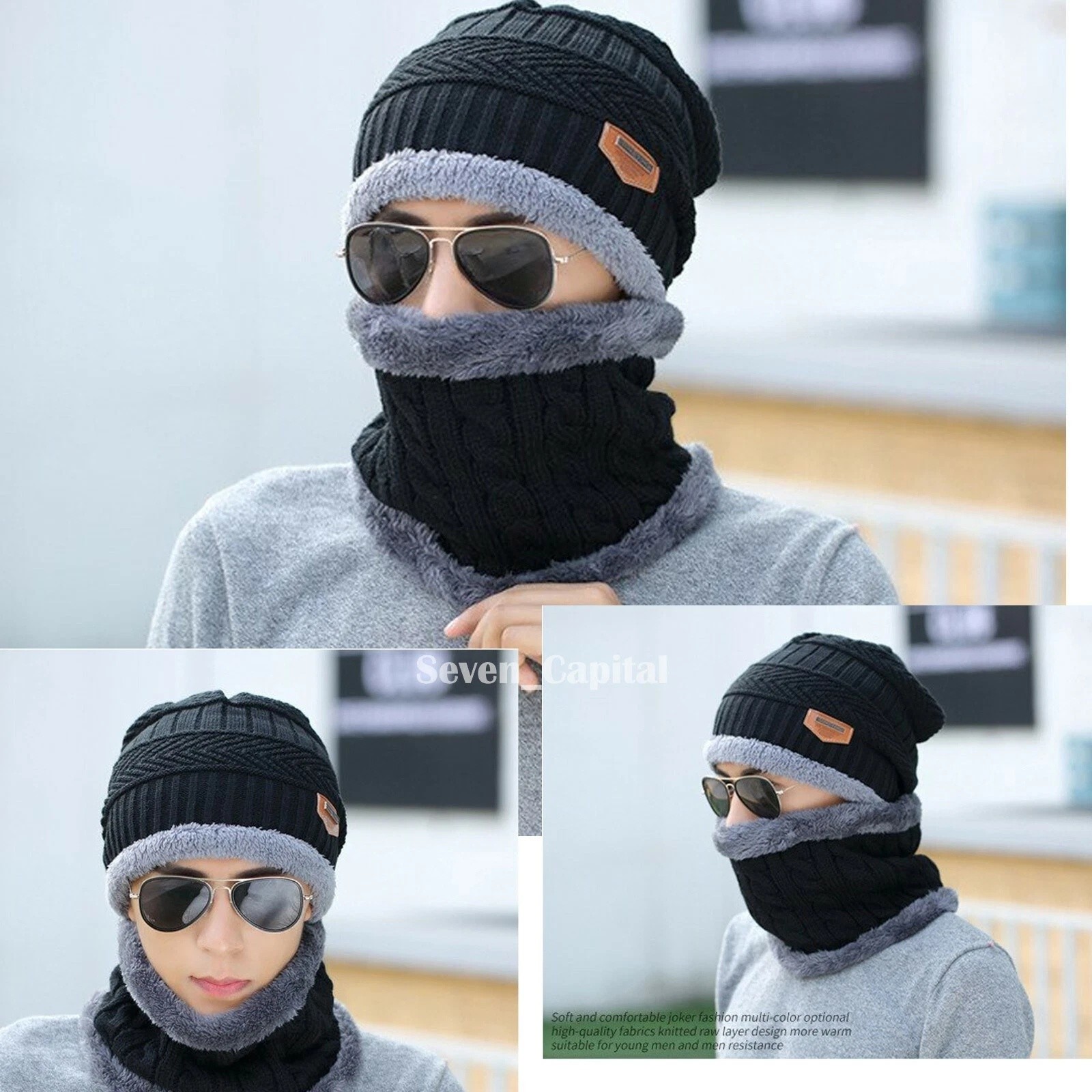 Mens Neck Gaiter Fleece Neck Warmer Outdoor Windproof Face Mask Winter Scarf