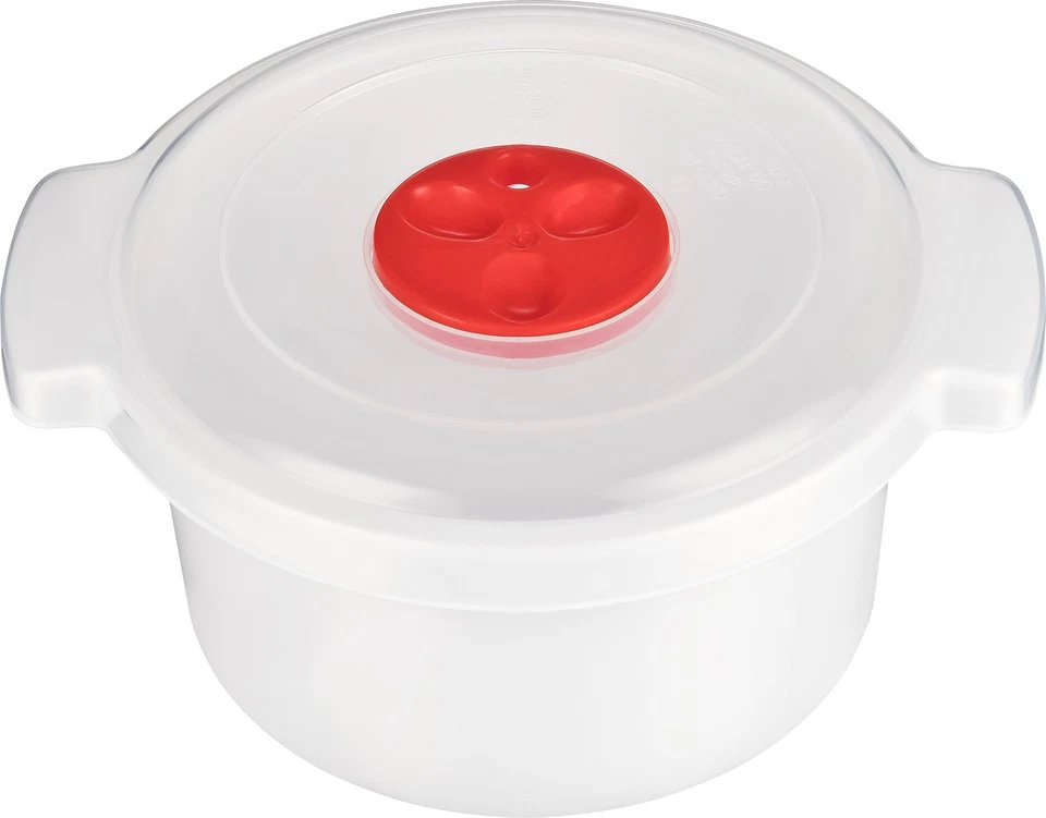 Mikrowellen Geschirr Set mit Dampfventil 0,5,L/1L/2L Rot/Weiß – 3-teiliges Mi... - Bild 2 von 4