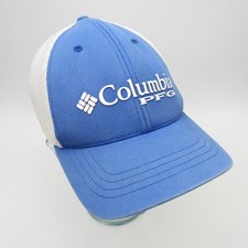 Columbia PFG YOUTH Stretch Fitted Blue Hat Cap Fishing Mesh Marlin Logo