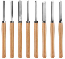 8Pc Wood Lathe Chisel Set ChromiumVanadium Steel Hardwood Handles for Turning