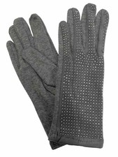 Womens Gray Rhinestone Sparkle Stretch Fit Texting  Tech Touchscreen Gloves