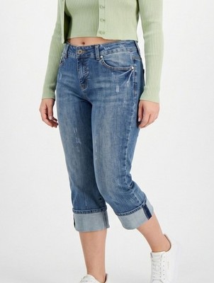Vanilla Star Denim Capri Jeans Size 11 Blue Cuffed Stretch Crop Pants 32'' Waist