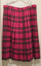 Vintage O'Neil of Dublin 100 Wool Red Tartan Plaid Kilt Skirt Size 20 Ireland