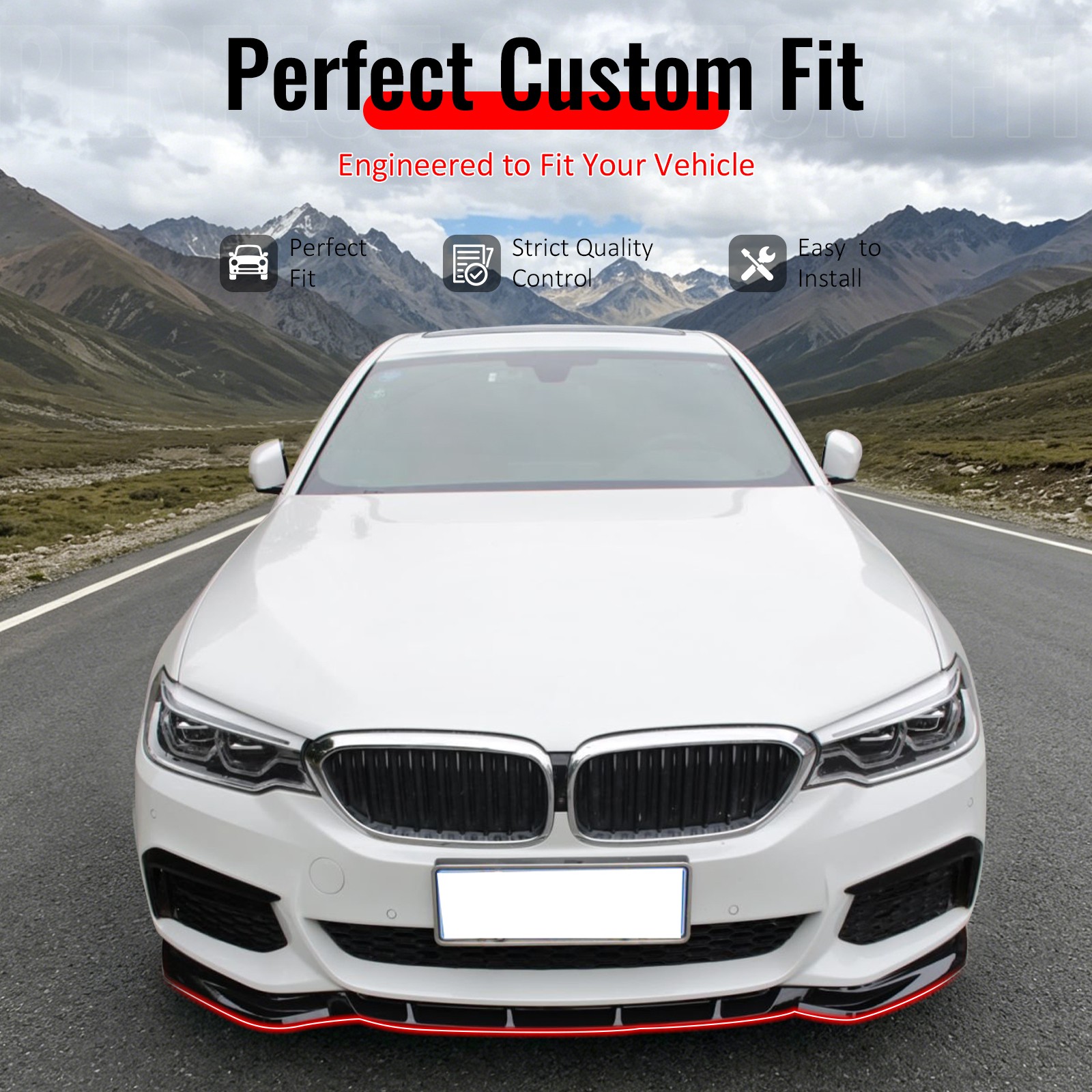 Fits 17-20 BMW G30 5 Series Sedan GT Front Bumper Lip Spoiler Gloss Black PP - Image 2