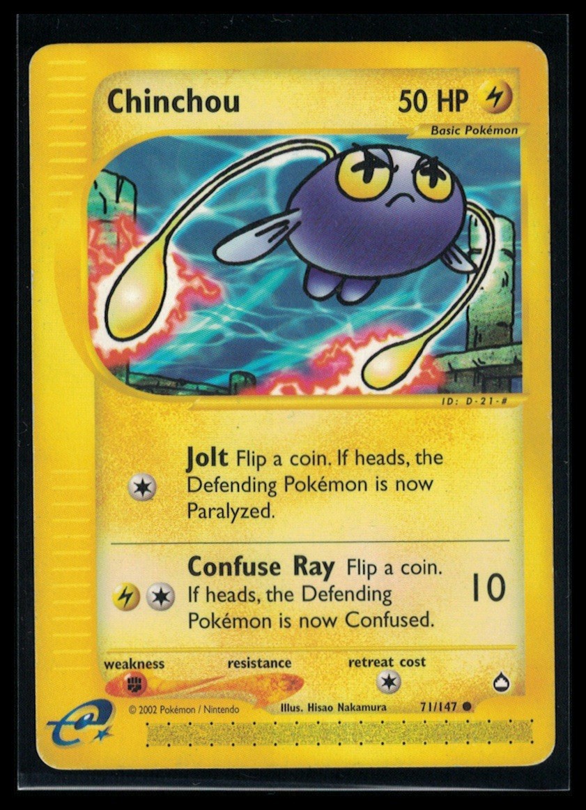 Pokemon Card WOTC 71/147 Chinchou Aquapolis NM - Vintage