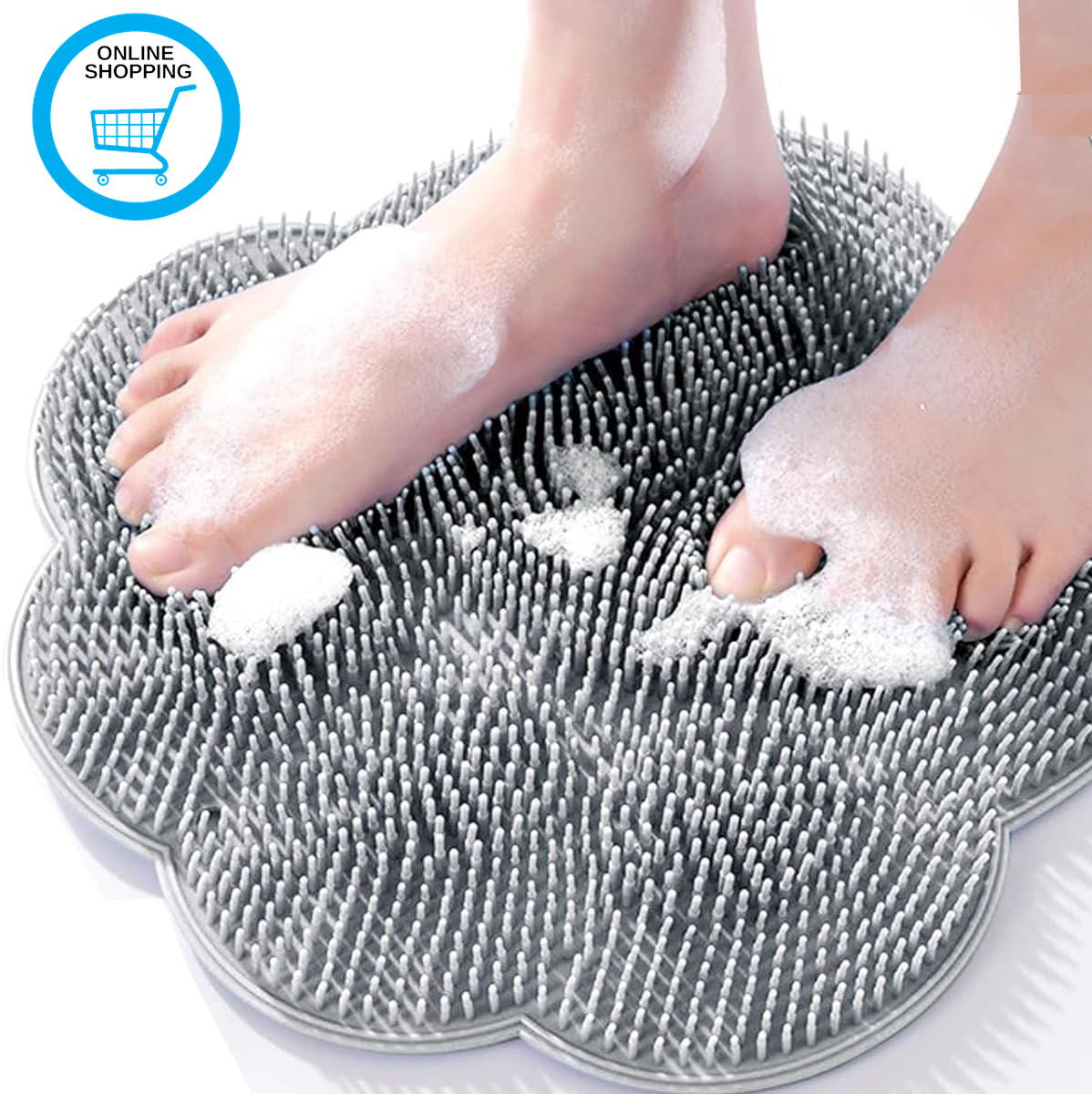 Larger Shower Foot Scrubber and Massager Mat with Non-Slip Suction Cups - Cleans