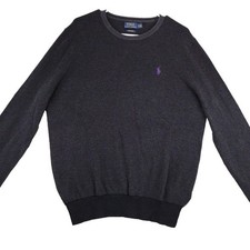 Polo Ralph Lauren Men's Pima Cotton Crewneck Sweater Dark Grey Logo Size L