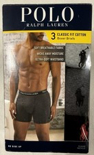 Polo Ralph Lauren Classic Fit Cotton Boxer Briefs 3-Pack Men  s XL Black Gray NEW
