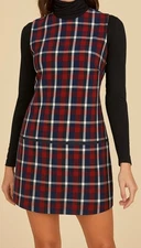 W BY WORTH Mod Plaid Mini Shift Dress XS Heritage Sorority Retro Mod City NWOT
