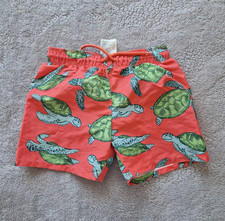 H&M Boys Swim Trunks 3-4 Years Orange Sea Turtle Graphic Print Drawstring