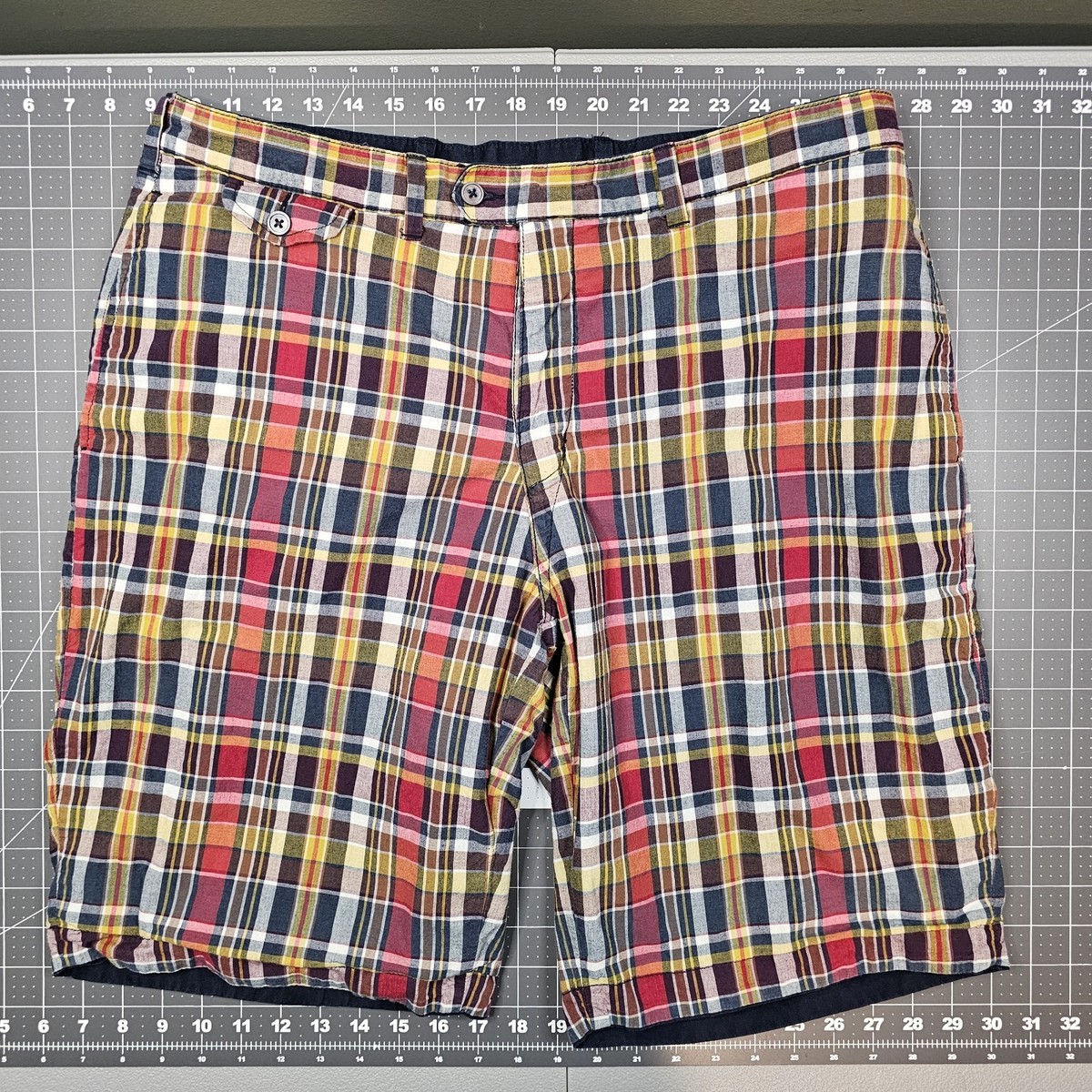 Polo Ralph Lauren Reversible Shorts 38x11 Navy Plaid Classic Chino 