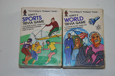 TWO VINTAGE PROFESSOR HOYLE'S TRIVIA CARD GAMES WORLD AND SPORTS