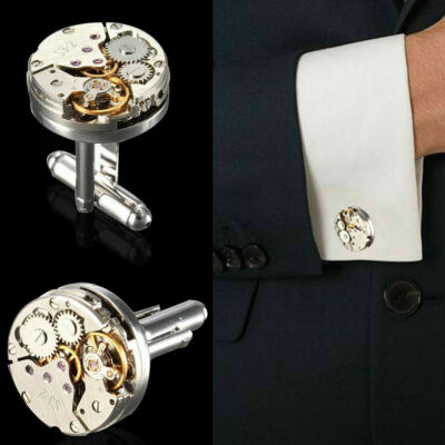 1 Paar Herren Manschettenknöpfe Cufflink Steampunk Uhrwerk Bewegung Design
