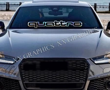 Windshield Banner Outline Decal Sticker Fits Audi Quattro Holographic Oil Slick
