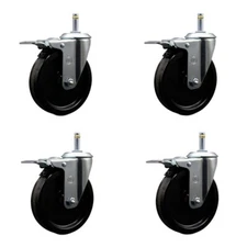 5 Inch Phenolic Swivel 7/16 Inch Grip Ring Stem Caster with Total Lock Brake SCC