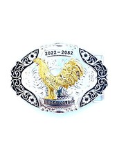 Western Buckle Gold Black Silver Rooster Cowboy 2''Buckle Hebilla Vaquero Gallo