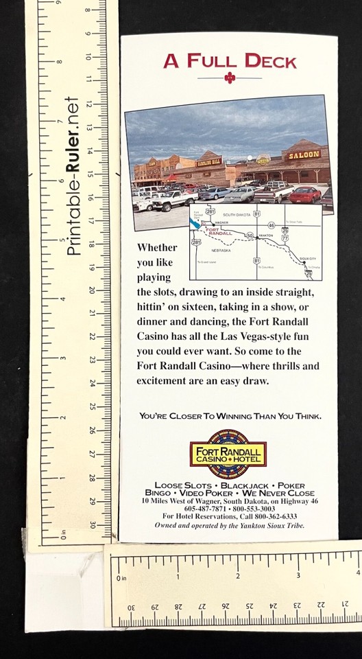 1990s Fort Randall Casino Hotel Open 24/7 South Dakota Vintage Travel