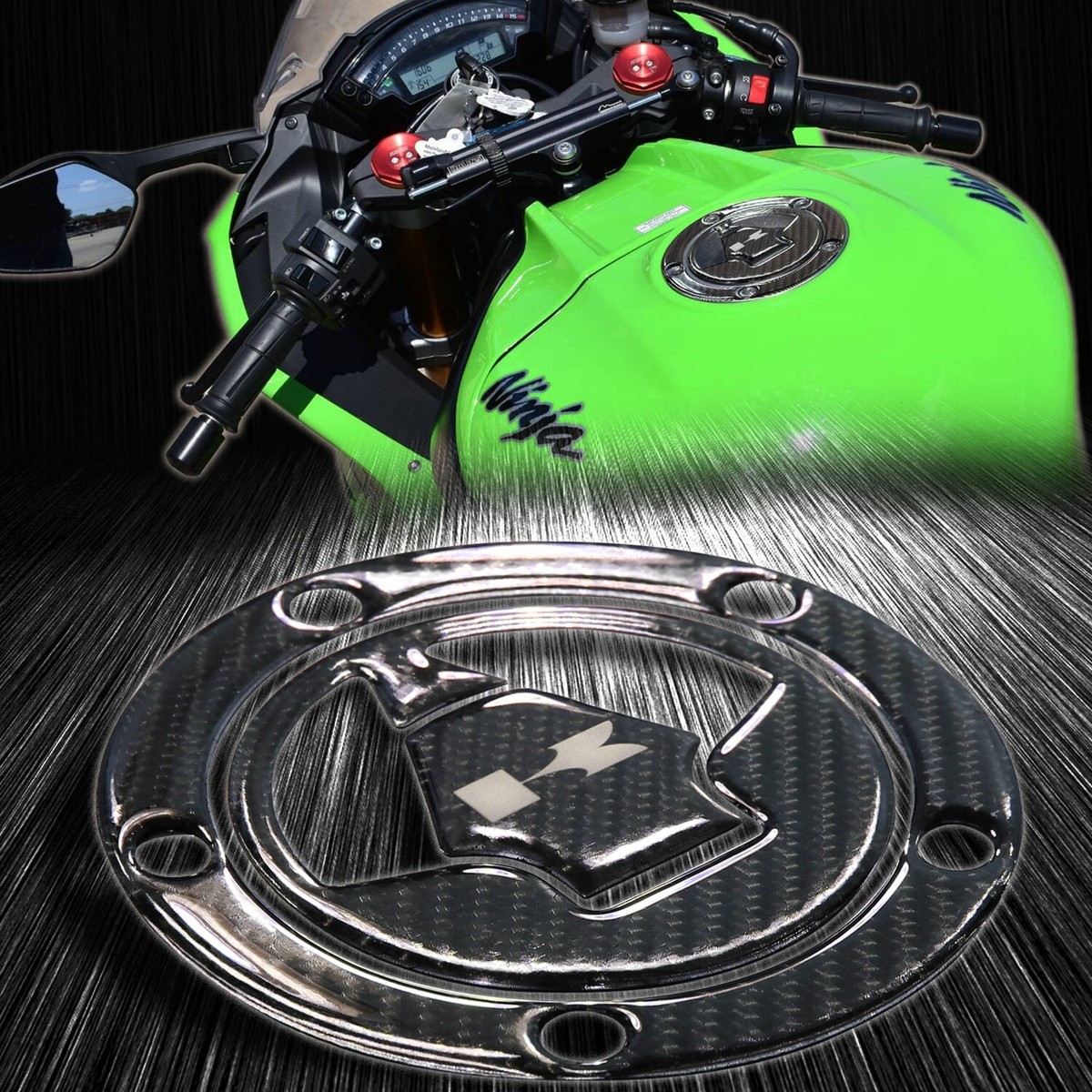 Real Carbon Fiber Gas Tank Pad+Fuel Cap Cover Ninja ZXR/Versys 650