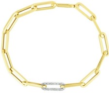14k Yellow Gold .28ct Diamond Paperclip 7.5" Chain Bracelet with Invisible Link