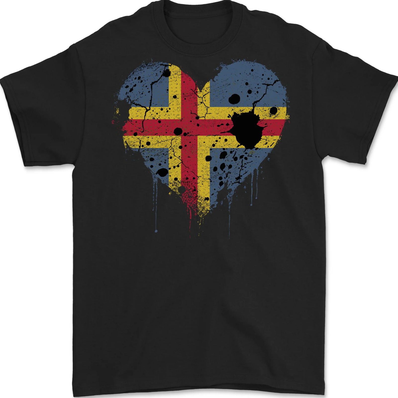 Love Flag Aland Football Mens T-Shirt 100% Cotton