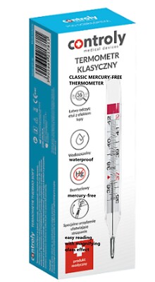 KLASSISCHES QUECKSILBERFREIES THERMOMETER CONTROLY Gehäuse mit Lupenoptik