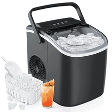 Countertop Ice Maker Machine, 9 Bullet Ice in 6 Min, Self-Cleaning, 26 lbs/Day