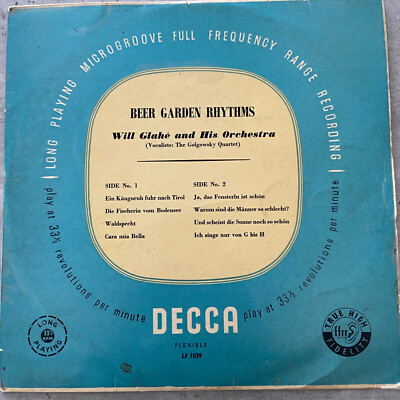 WILL GLAHE: Beer Garden Rhythms (UK Decca  LF 1039 / Mono / 10'')