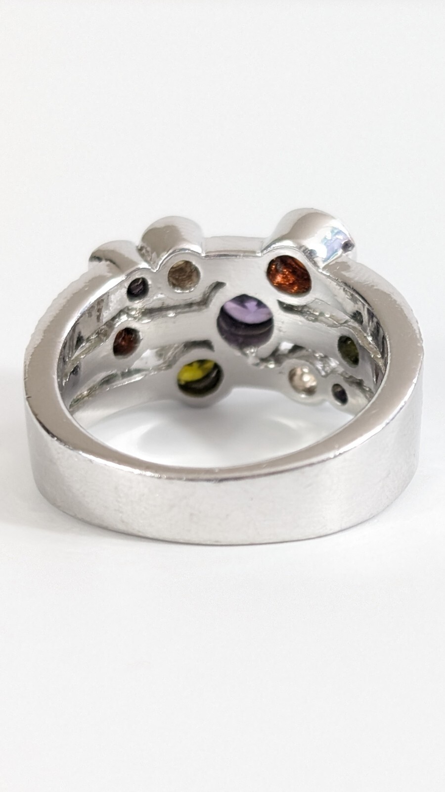Size 9 Multicolored Multi Stone Silver Toned Cost… - image 5
