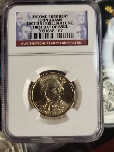 2007 D NGC BU John Adams Presidential Dollar