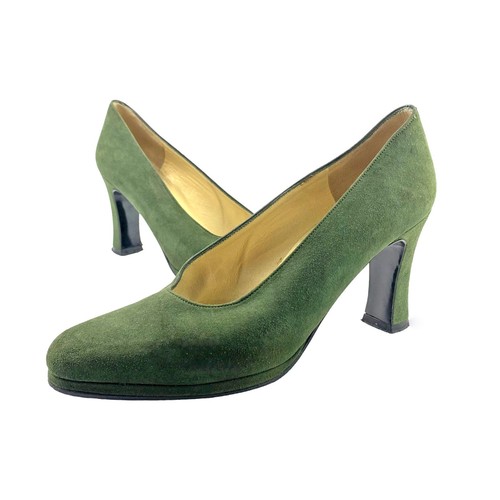 CHARLES JOURDAN Paris Womens Forest Green Suede Platform Pumps Size 7AA |  eBay