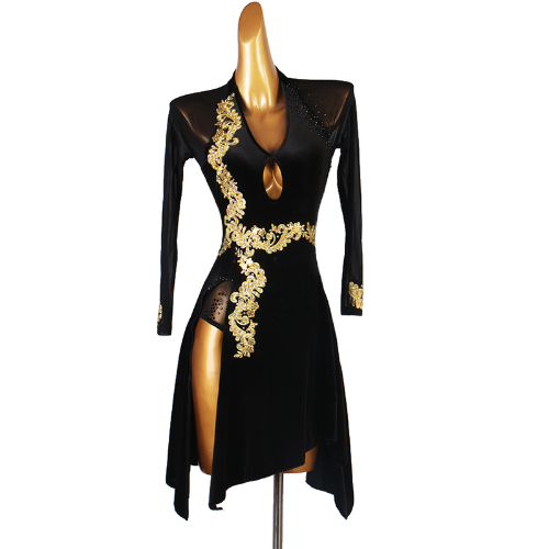 slim fit dress slacks Customized Gold Sequins Latin Dress Backless Tassel Fringed Short Dance  Skirt Tango Salsa Samba Dancewear Competition Outfits – DANCEYM main image 1