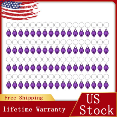 50-100X UV Flashlight Mini Keychain LED Torch Light Blacklight Key Ring Light US