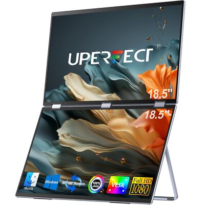 UPERFECT Folding Monitor 18.5'' Dual Portable Monitor Laptop Monitor Extender