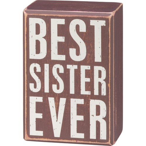 Primitives by Kathy Box Sign & Pair of Socks Set - Best Sister Ever - Picture 2 of 3