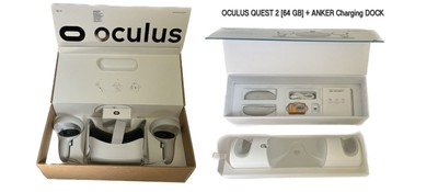 Meta Oculus Quest 2 64GB Standalone VR Headset - White With  Anker Charging Dock