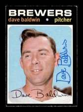 DAVE BALDWIN SIGNED 1971 O-PEE-CHEE BASEBALL #48 MILWAUKEE BREWERS ON-CARD AUTO