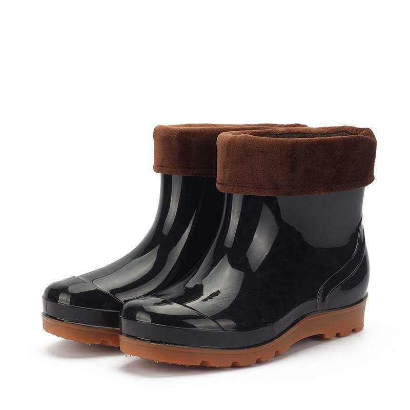 Mens Winter Gumboots Short Boots Pull 