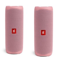 JBL Flip 5 Pink Portable Bluetooth Speaker Pair Bundle